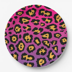 Purple Leopard Print Paper Plate