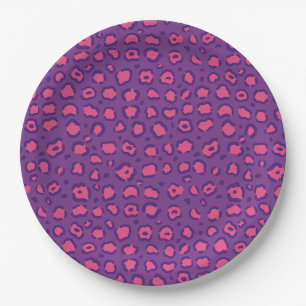 Purple Leopard Print Paper Plate