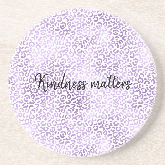 Purple Leopard Print personalised kindness matters Coaster (Front)
