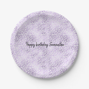 Purple Leopard Print personalised Paper Plate