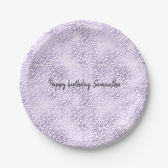 Purple Leopard Print personalised Paper Plate (Front)