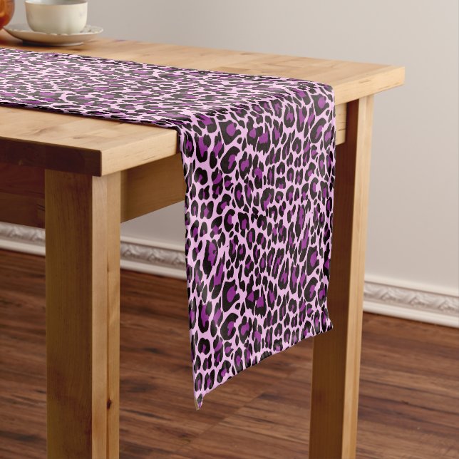 Purple Leopard Print Short Table Runner (In Situ)