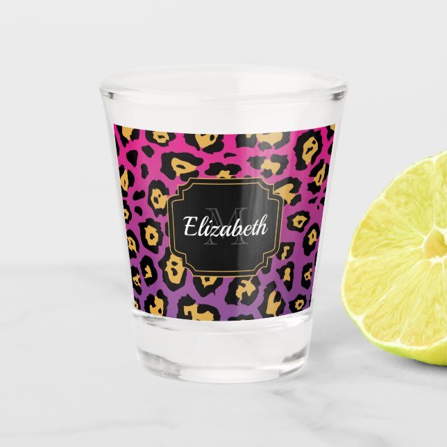 Purple Leopard Print Shot Glass (Front)