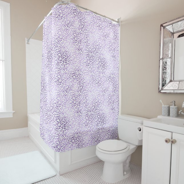 Purple Leopard Print Shower Curtain (In Situ)