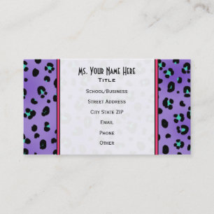 Purple Leopard Print Teacher Fashion Business Card