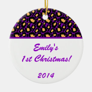 Purple Leopard Spot Personalised Name Ornament