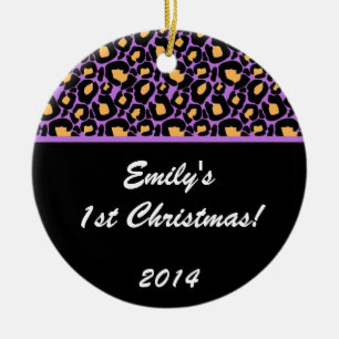 Purple Leopard Spot Personalised Name Ornament