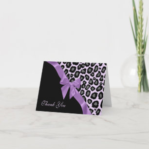 Purple Leopard Spots and Ribbon Thank You Card