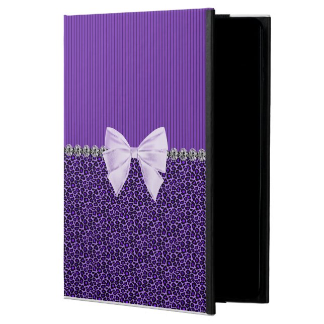 Purple Leopard with elegant bow faux diamond bling Powis iPad Air 2 Case (Front)