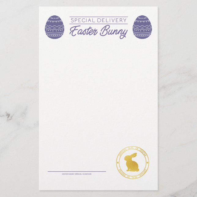 Purple Letter From The Easter Bunny Blank (Front)