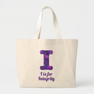 Purple Letter I is for Integrity Monogram Large Tote Bag