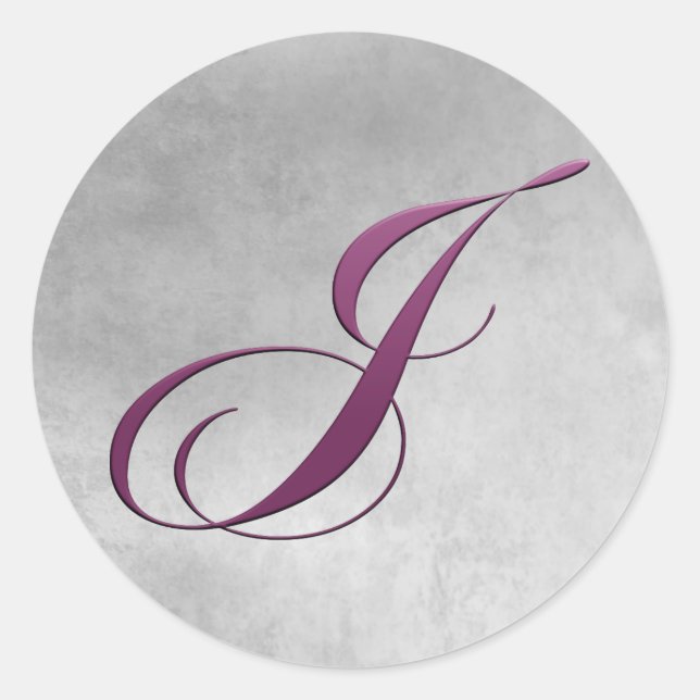 Purple Letter J Monogram Classic Round Sticker (Front)