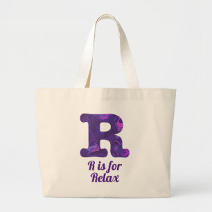 Purple Letter R is for Relax Large Tote Bag