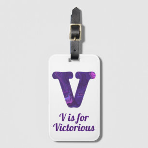 Purple Letter V is for Victorious Luggage Tag
