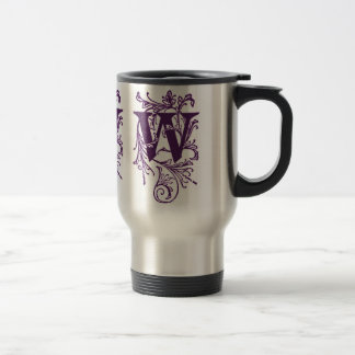Purple Letter 'W' Wrapped in Vines - Mug