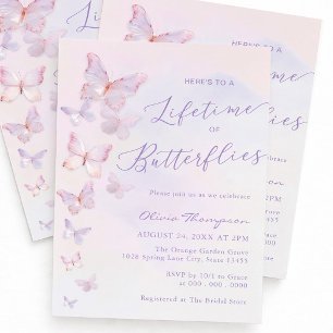 Purple Life Time of Butterflies Bridal Shower Acrylic Invitations
