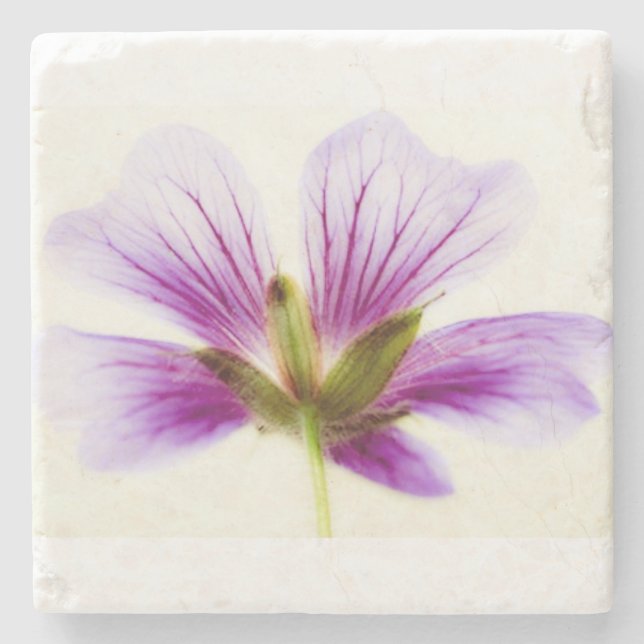 Purple Light Flower Tiles Stone Coaster (Front)