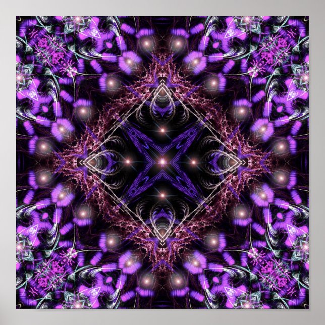 Purple Light Fractal Tapestry Poster (Front)