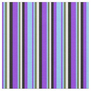 Purple, Light Sky Blue, Green, Mint Cream & Black Fabric