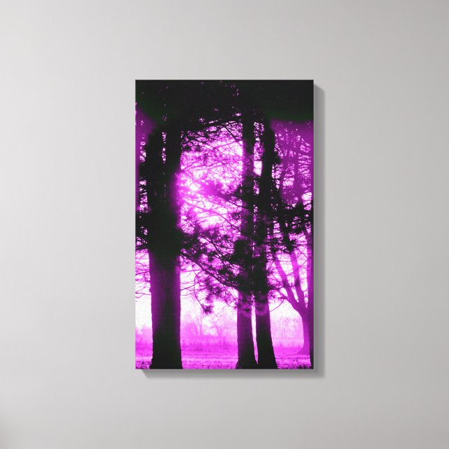 Purple Light with Silhouette Trees Canvas (Front)
