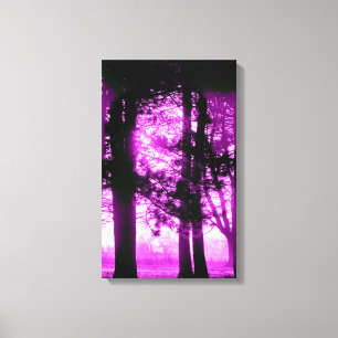 Purple Light with Silhouette Trees Canvas Print