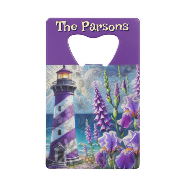 Purple Lighthouse w/Foxglove & Iris Personalised (Front)