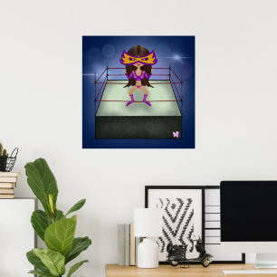 Purple Lightning  brunette luchadora wrestler Poster