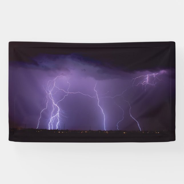 Purple Lightning in a Night Desert Thunder Storm Banner (Horizontal)