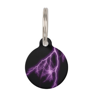 Purple Lightning Pet Tag