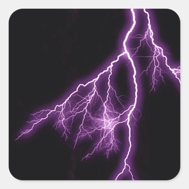 Purple Lightning Square Sticker (Front)