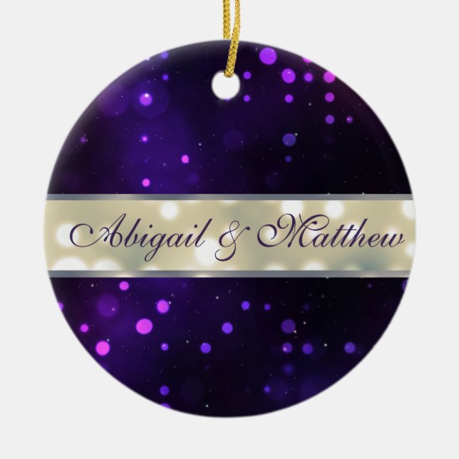 Purple Lights Personalised Christmas Ornament (Front)