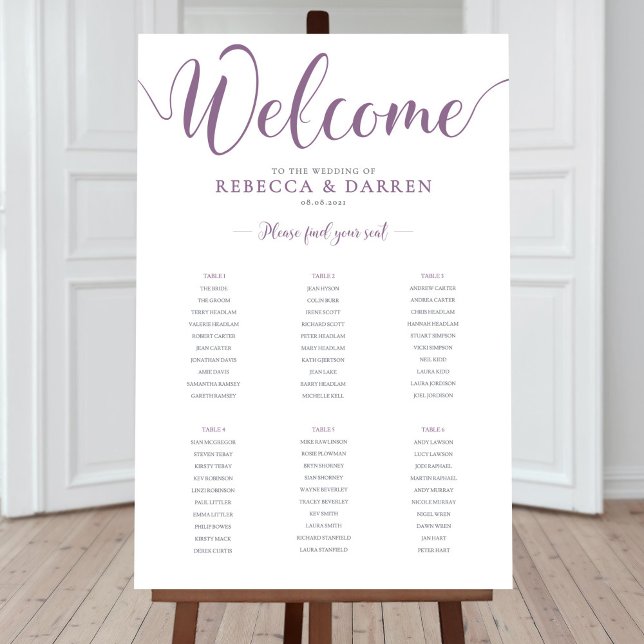 Purple Lilac 6 table Wedding Seating Chart (Creator Uploaded)