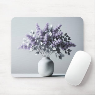 Purple Lilac and Silver Leaf Bouquet Mouse Pad
