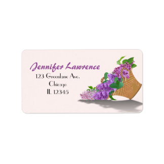 Purple Lilac Basket Address Labels | Customise