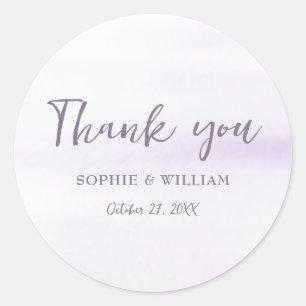 Purple Lilac Beautiful Elegant Wedding Thank You Classic Round Sticker