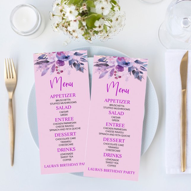 Purple Lilac Birthday Party Food Menu (Creator Uploaded)