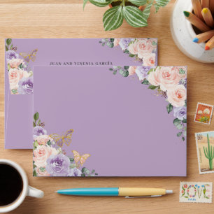 Purple Lilac Blush Floral Birthday Quinceanera Envelope