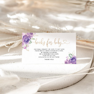 Purple lilac books for baby ticket enclosure card