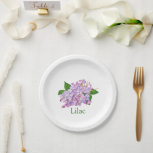 Purple lilac botanical watercolor Paper Plate