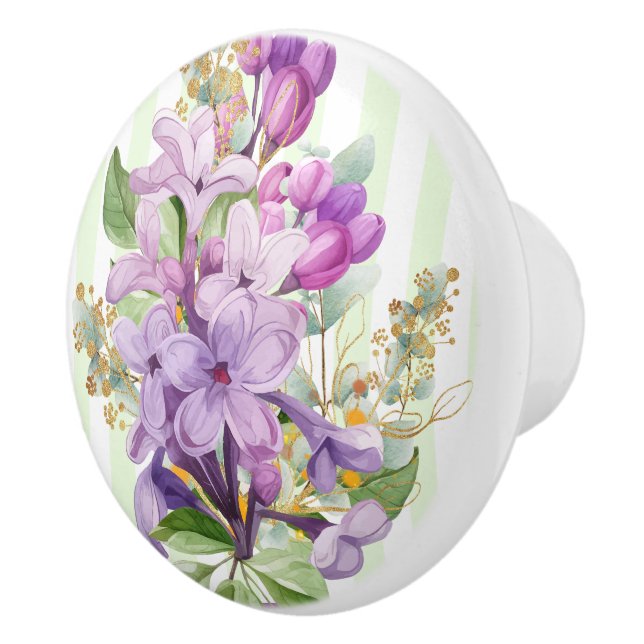 Purple Lilac  Ceramic Knob (Right)