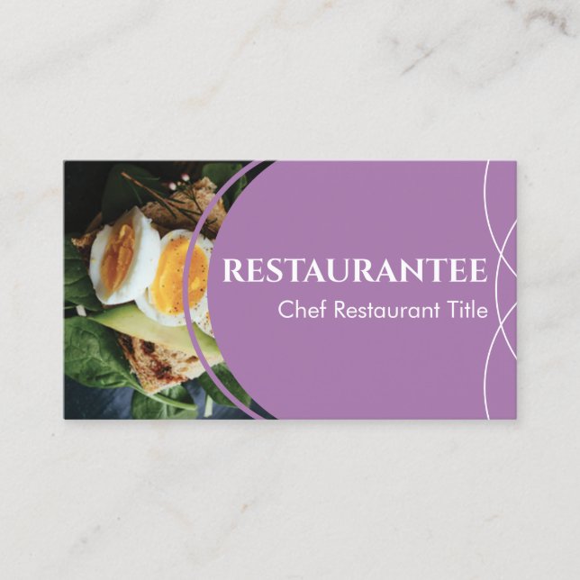 Purple Lilac Custom Photo Restaurant Cooking Chef Business Card (Front)