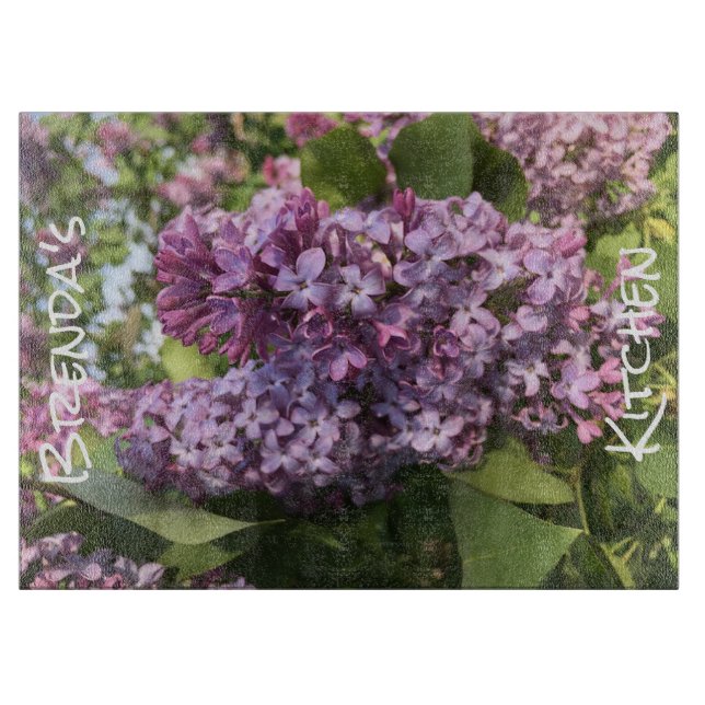 Purple Lilac Cutting Board, Personalised Board (Front)