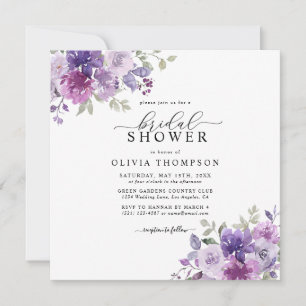 Purple Lilac Dusty Mauve Floral Bridal Shower Invi Invitation