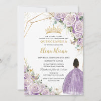 Purple Lilac Floral Brown Princess Quinceanera