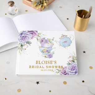 Purple Lilac Floral High Tea Party Bridal Shower Guest Book