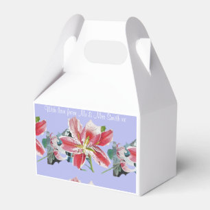 Purple Lilac Floral Lily Wedding Cake Favour Boxes