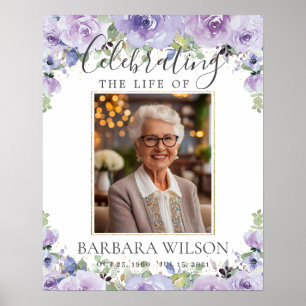 Purple Lilac Floral Picture Photo Funeral Memorial Poster