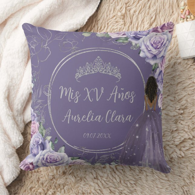 Purple Lilac Floral Princess Quinceañera Keepsake Cushion (Blanket)