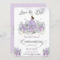 Purple Lilac Floral Quinceañera 15th XV Birthday