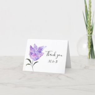 Purple Lilac Floral Summer Wedding Thank you  Card